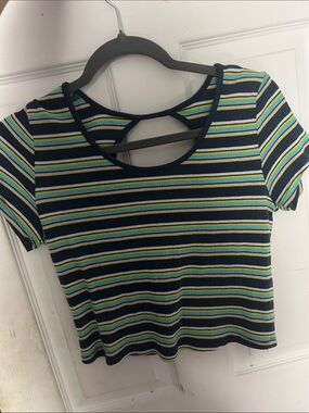 SO Navy Striped Short Sleeve Ribbed Tee